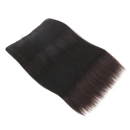 Extensiones de cabello humano 100% real, de 18 pulgadas, color marrón, largo, lacio, alambre invisible con alambre transparente, 4 clips de