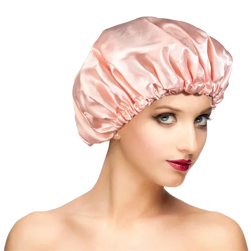 Miniatura 10 de Gorros de ducha para mujer, extra grande, ajustable, impermeable, reutilizable, gorro de ducha para mujeres y niñas, cabello largo y grueso, gorros