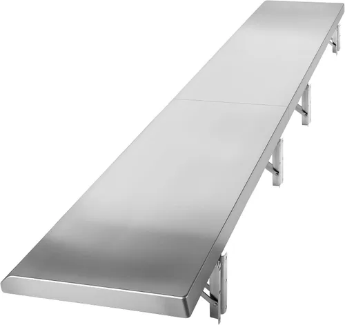 Miniatura 12 de Estante desplegable de 12 x 48 pulgadas, estilo empalmado, estante plegable de acero inoxidable de grado comercial, estantes de concesión plegables