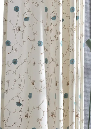 Miniatura 17 de VOGOL - Cortinas de 2 paneles con ramas bordadas de lino sintético con ojales, cortinas para dormitorio/sala de estar, paneles de tratamiento