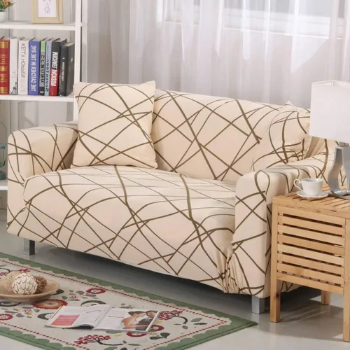 Miniatura 24 de IMYOGI Funda de sofá de alta elasticidad estampada, funda de elastano elástica para sofá de esquina, lavable para 3 cojines, protector de muebles