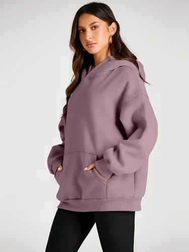 Miniatura 259 de Trendy Queen - Sudaderas extragrandes con capucha para mujer, suéteres de manga larga, sin botones, de vellón, de otoño, ropa de invierno