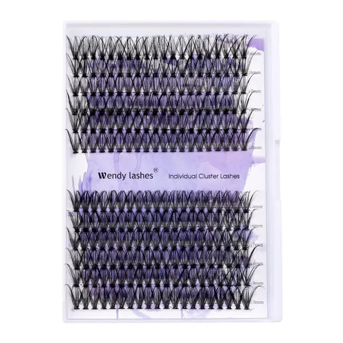 Miniatura 7 de Extensiones de pestañas individuales en racimo 30D/40D, pestañas naturales mixtas, rizado C/D, 0.07 mm, negro mate, suaves, 16-20 mm, para colocar
