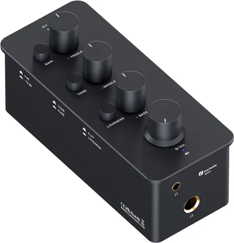 Fosi Audio SK01 Amplificador para Auriculares Ecualizador Preamplificador con Control de Tono de Graves, Medios y Agudos y Compensación de Sonoridad