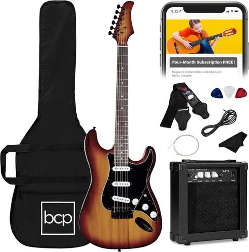Miniatura 20 de Best Choice Products Kit de iniciación de guitarra eléctrica para principiantes de tamaño completo de 39 pulgadas con funda, correa, amplificador