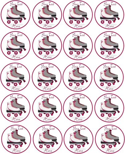 Patinaje sobre ruedas - Decoración comestible para cupcakes - 1.8" cupcake (20 piezas/hoja)