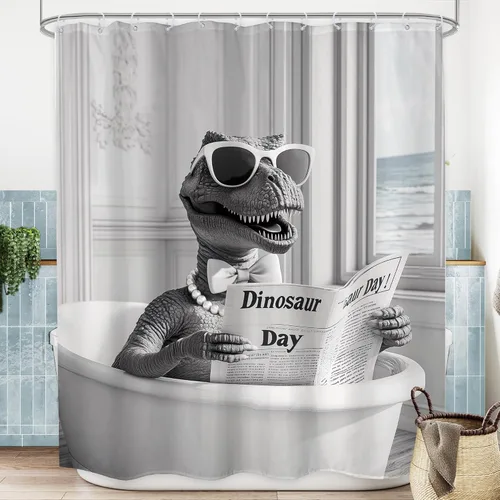 Miniatura 20 de Juego de cortinas de ducha divertidas con diseño de calavera y esqueleto de Halloween para baño, 60 pulgadas de ancho x 71 pulgadas de alto