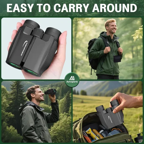 Miniatura 6 de Aurosports - Binoculares compactos de 12x32 para adultos y niños, prismáticos pequeños para observación de aves, de alta potencia, fácil enfoque
