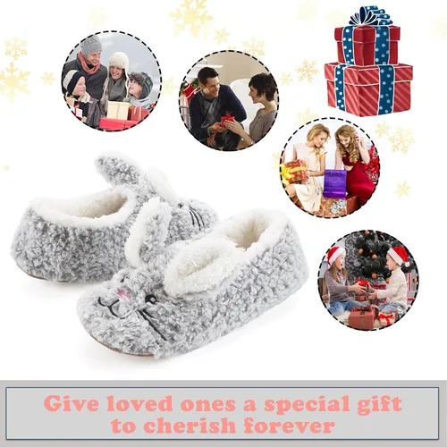 Miniatura 6 de cosyone1997 Lindas pantuflas de animales para niños, niñas y mujeres, calcetines de casa mullidos con suela antideslizante suave, regalos únicos