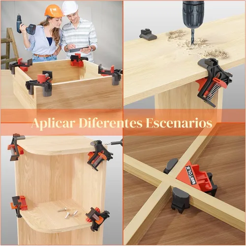 Miniatura 7 de WETOLS Abrazadera de esquina para carpintería, abrazadera de ángulo recto de 90 grados, abrazaderas de madera, 4 abrazaderas de carpintería