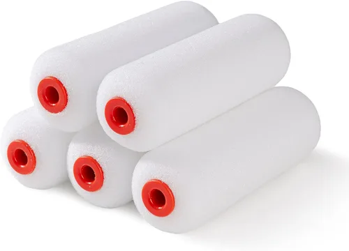 Mister Rui 5 paquetes de cubiertas de rodillo de espuma de 4 pulgadas, 30kg/m³ de densidad media - Lavables y reutilizables para un acabado suave en