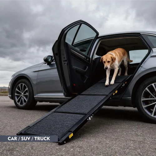Miniatura 4 de Dog Ramp for Car 71" Long & 19.3" Wide Portable Dog Ramps for Large Dogs with Non-Slip Rug Surface Dog Car Ramp for SUV Car & Truck, Folding Dog