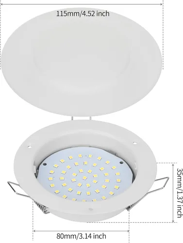 Miniatura 6 de RVZONE Luz LED de Techo Empotrada para RV Barco de 4.5 Pulgadas, Luz LED de Disco para RV de 12 Voltios Blanco Frío, Iluminación Interior Downlight