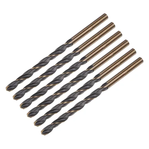 Miniatura 11 de uxcell 6 brocas Jobber de 0.118 in de nitruro negro y oro recubierto de titanio 4341 de alta velocidad (HSS) Brocas helicoidales de punto dividido
