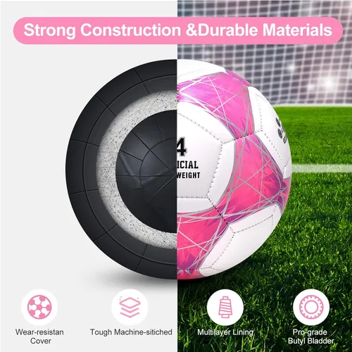 Miniatura 4 de STEEFAN Balón de fútbol verde azulado/azul/rosa, tamaño 3/4/5 para jugar al aire libre, pelota oficial de fútbol que cambia de color con agujas