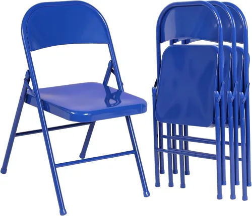 Miniatura 10 de VECELO Juego de 4 sillas plegables de metal, marco de acero con doble bisagra, fácil de plegar y apilar, para oficina, cocina, comedor, boda, patio