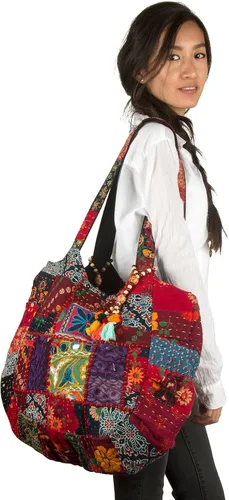 Miniatura 2 de Bolso de hombro grande colorido rojo para mujer, bolso de mano de mercado escolar, laptop, diario, casual, diario, cómodo, bohemio
