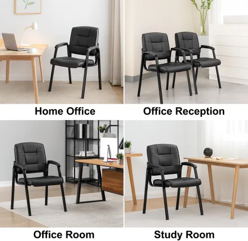 Miniatura 3 de Naomi Home Sillas apilables de piel sintética para invitados de oficina, sillas de recepción con reposabrazos para vestíbulo, clínica, sala