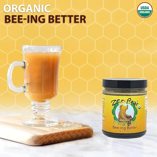 Miniatura 2 de Zen Bear Organic Bee-ing Better Honey Tea - Té de miel cruda con infusión de equinácea, bálsamo de limón, jengibre y cayena, elixir de bienestar