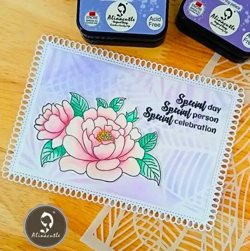 Miniatura 6 de Alinacutle Sellos de flores de peonía, plantillas troqueladas, juego de sellos transparentes, plantillas de capas de corte de metal para hacer