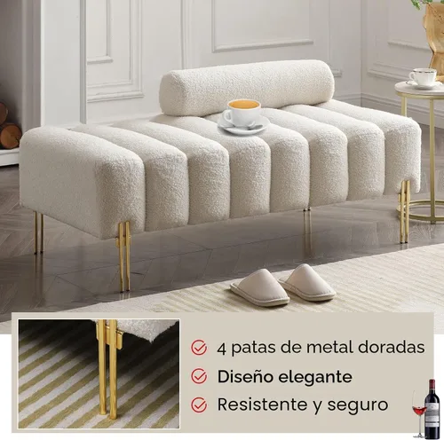 Miniatura 5 de NIOIIKIT Sofá de dos plazas moderno de 53.2", sofá acentuado tapizado con patas doradas y respaldo ajustable, pequeños sofás de felpa Teddy