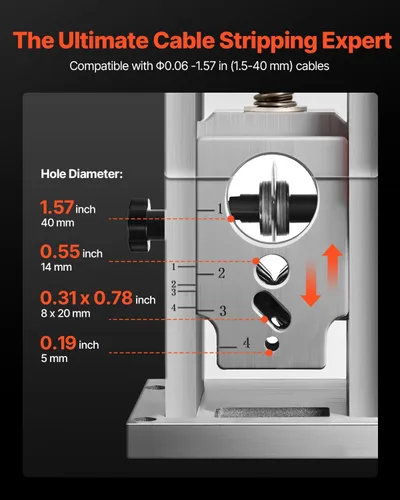 Miniatura 5 de VEVOR Máquina peladora eléctrica de cables, 0.06-1.57 pulgadas, pelacables motorizado automático de 400 W, pelador de cables 9.84 IPS (49.2 ft/min)