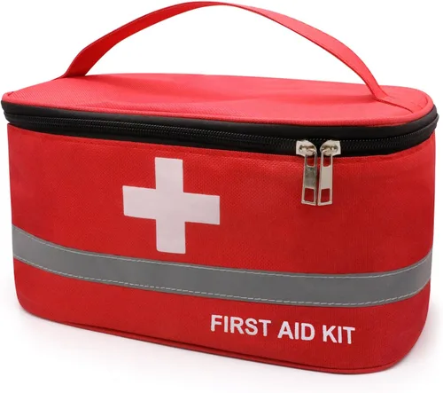Faylapa Bolsa vacía de primeros auxilios, 10.2 x 5.5 x 5.5 pulgadas, bolsa portátil de almacenamiento médico de primeros auxilios para exteriores,