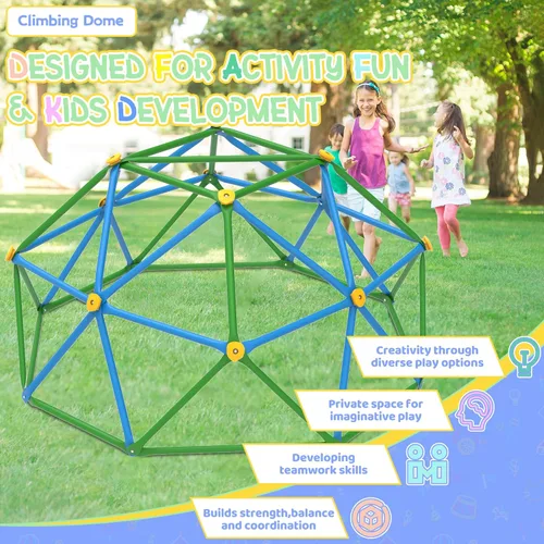 Miniatura 4 de Gardenature Domo de escalada de 6 pies para niños de 3 a 8 años, gimnasio de selva para interiores y exteriores, escalador de cúpula geométrica que