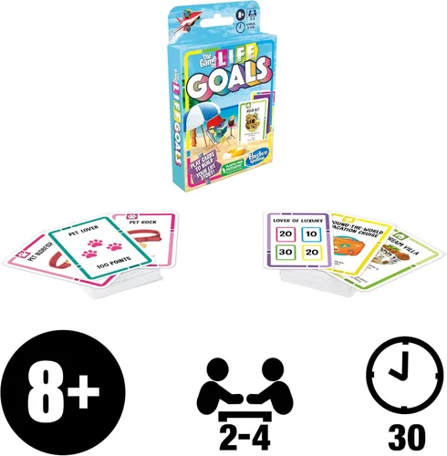 Miniatura 5 de Hasbro Gaming The Game of Life Goals Card y juego familiar de juego rápido, 2-4 jugadores, divertidas actividades de verano, esenciales para viajes