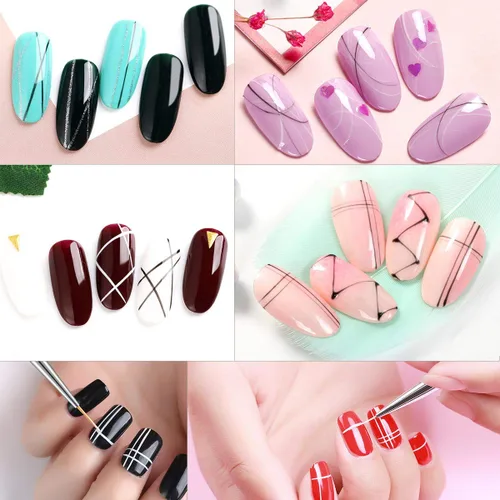 Miniatura 6 de Tbestmax Cepillo profesional para arte de uñas, pintura en gel UV, pinceles de uñas acrílicas, pinceles de rayas para trazos cortos, detalles