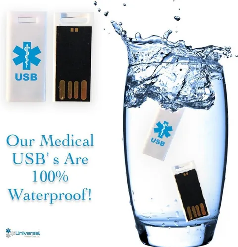 Miniatura 3 de Pulsera Elite II USB Plus de alerta médica. Pulsera de identificación con memoria USB impermeable de 2 GB, grabado personalizado de 10 líneas