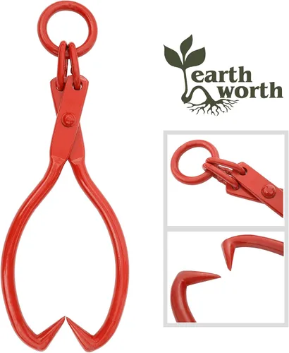 Miniatura 6 de Earth Worth - Pinzas deslizantes - Agarrador de troncos de 32 pulgadas con anillo para conectar con cadena, herramientas de tala para silvicultura