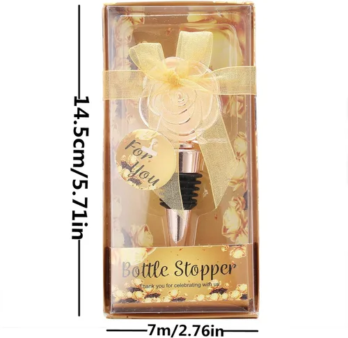 Miniatura 6 de WeddParty - 12 tapones de aleación de metal para botellas de vino rosa, protector de champán con caja de regalo para recuerdos de fiesta