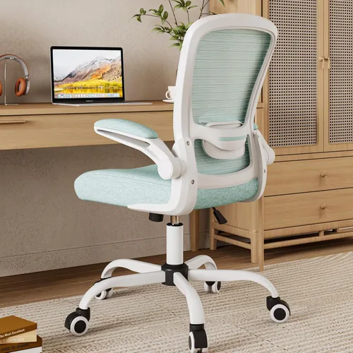 Mimoglad Silla de oficina ergonómica de malla con respaldo alto, soporte lumbar ajustable, cojín de asiento grueso (moderno, azul Tiffany)
