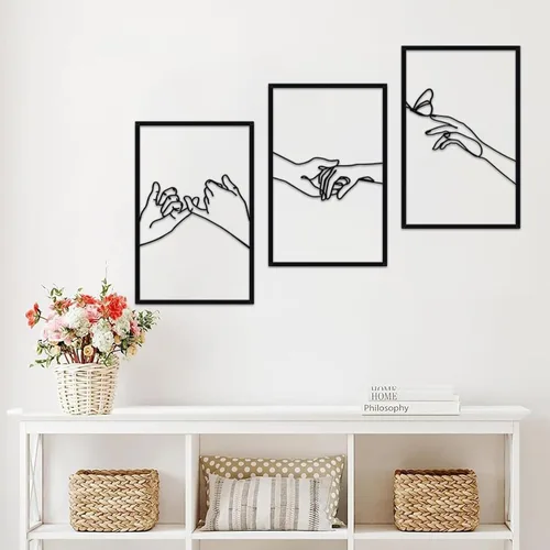 Miniatura 8 de Arte de pared de metal con forma de mano de cuerpo minimalista de líneas femeninas, esculturas de pared modernas de línea abstracta para el hogar