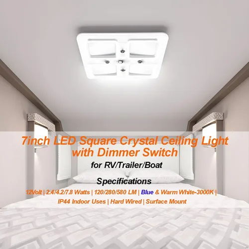 Miniatura 2 de Dream Lighting luz LED 12 V con plafón transparente para remolque, barco y caravana, iluminación interior, color blanco cálido.