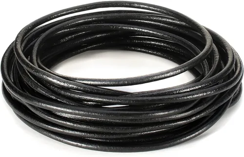 Miniatura 5 de Cordones de cuero redondos genuinos Beadnova de 0.05 a 0.19 in para el collar de la pulsera que rebordea la fabricación de la joyería, 01.blanco