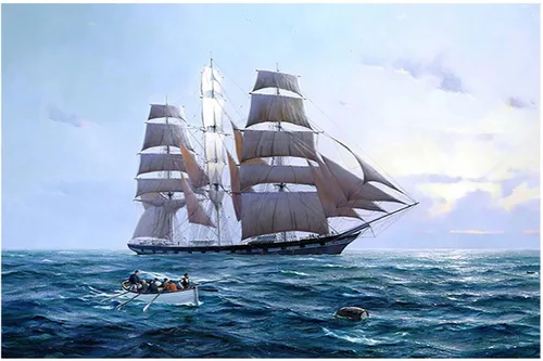 cuadro sobre lienzo, cartel moderno paisaje marino velero navegando en el mar, cuadro de arte de pared de lienzo para sala de estar decoración del