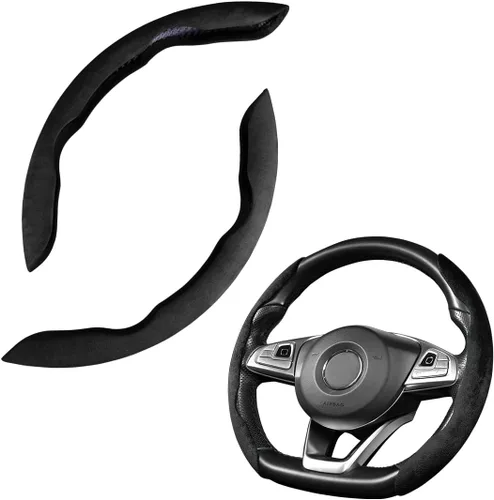Miniatura 28 de LoyaForba Funda universal para volante de automóvil, protector universal de cuero segmentado de 15 pulgadas, antideslizante y suave, transpirable