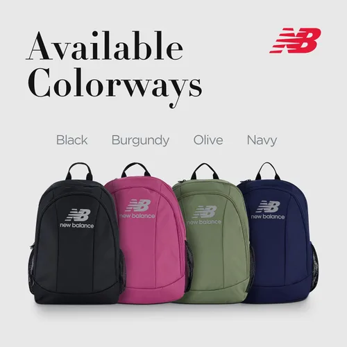Miniatura 7 de New Balance Mochila para laptop, bolsa de viaje para hombres y mujeres, color borgoña, 19 pulgadas
