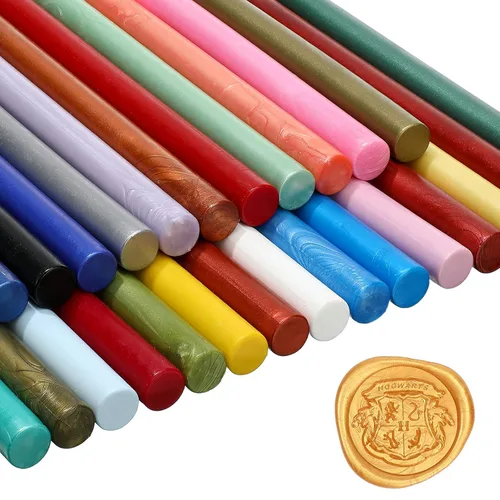 Nuanchu 26 barras de cera para sellar pistola de pegamento para sello de cera y letras retro vintage, sellado de pistola de pegamento para