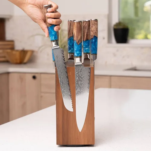 Miniatura 3 de SENKEN - Bloque magnético giratorio para cuchillos sin cuchillos, madera dura de acacia natural, rotación de 360 grados, imanes de neodimio ultra