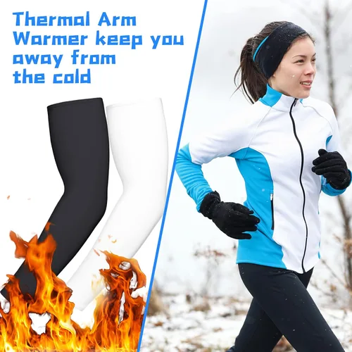 Miniatura 16 de 4 piezas de manga térmica de compresión para hombres y mujeres, actividades al aire libre de invierno, ciclismo, baloncesto, correr