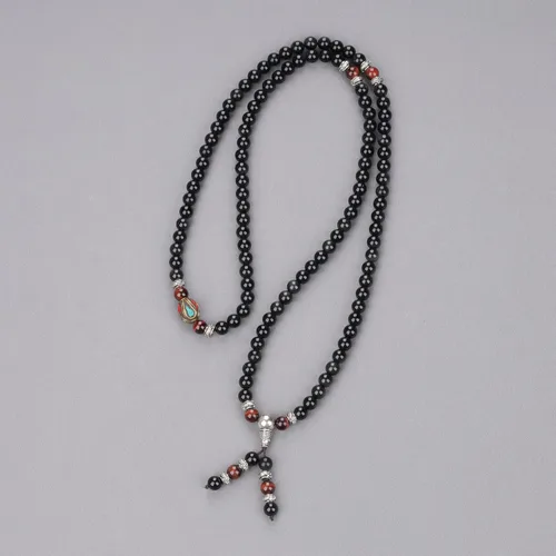 Miniatura 4 de COAI Pulsera de piedra obsidiana negra Collar Mala Beads 108, Piedra, Obsidiana