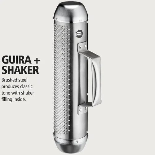 Miniatura 2 de Meinl Percussion Merengue Guira Shaker con raspador ABS, no fabricado en China, cuerpo y relleno de acero cepillado, 2 años de garantía (MGUS1)