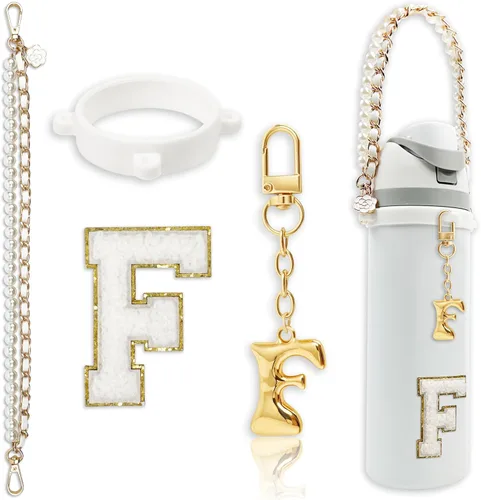 Miniatura 50 de Letter Handle Strap Accessories with Cute Initial Charm Compatible with Owala Water Bottle 24oz 32oz 40oz Owala Kids Púrpura