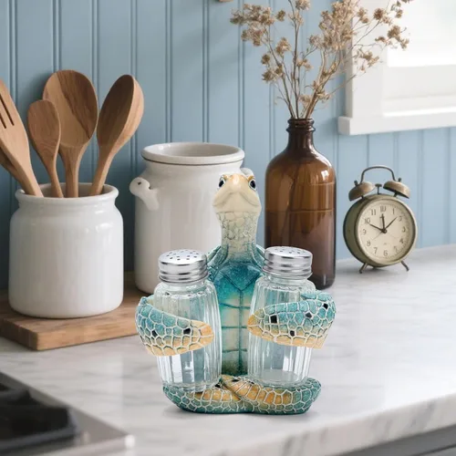 Miniatura 7 de Hodao Figuras de pulpo con salero y pimentero, juego de pulpo con soporte para bar de playa o decoración de cocina tropical, decoración de mesa