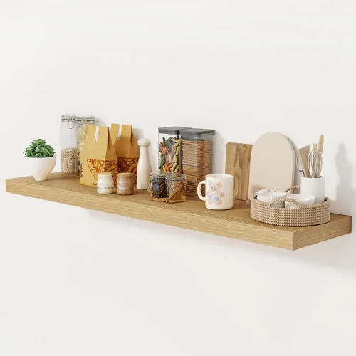 Miniatura 32 de Fun Memories - Estante flotante de 12 pulgadas, estantes de pared de madera rústica para decoración de pared y almacenamiento, estante flotante