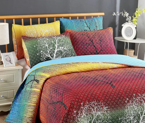 Miniatura 5 de Swanson Beddings Juego de colcha de árbol de arco iris: edredón y una funda de almohada (individual)