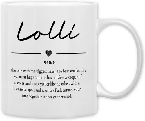 Miniatura 7 de QASHWEY Gigi Definition - Taza de café con texto en inglés "Grande", regalo de cumpleaños de la abuela y la madre, para nieta, nieto, taza